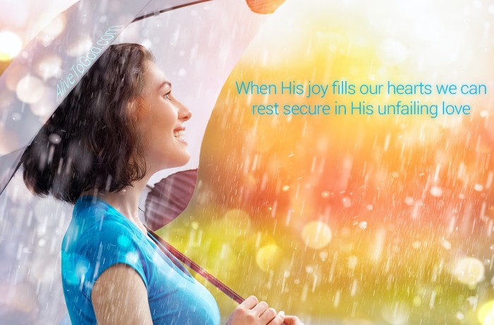 a smiling woman happy rain