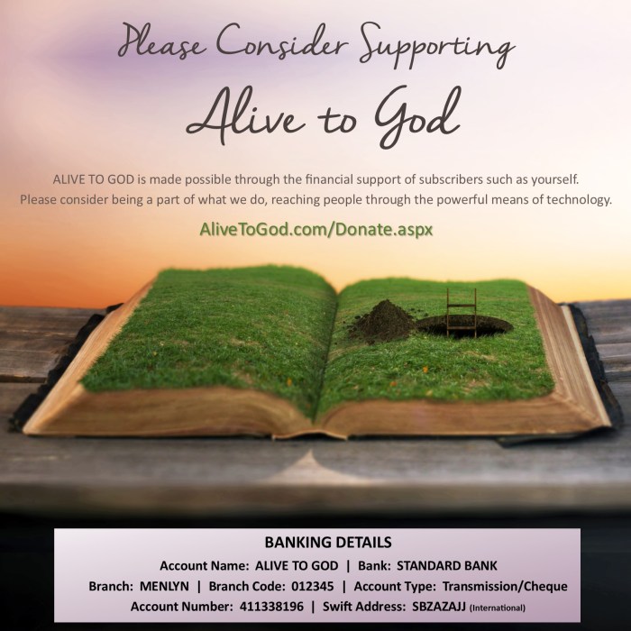 Support Alive To God July 2016
